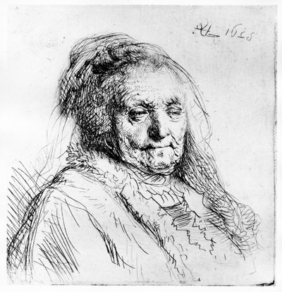 Retrato de la madre del artista, 1628 de Rembrandt van Rijn